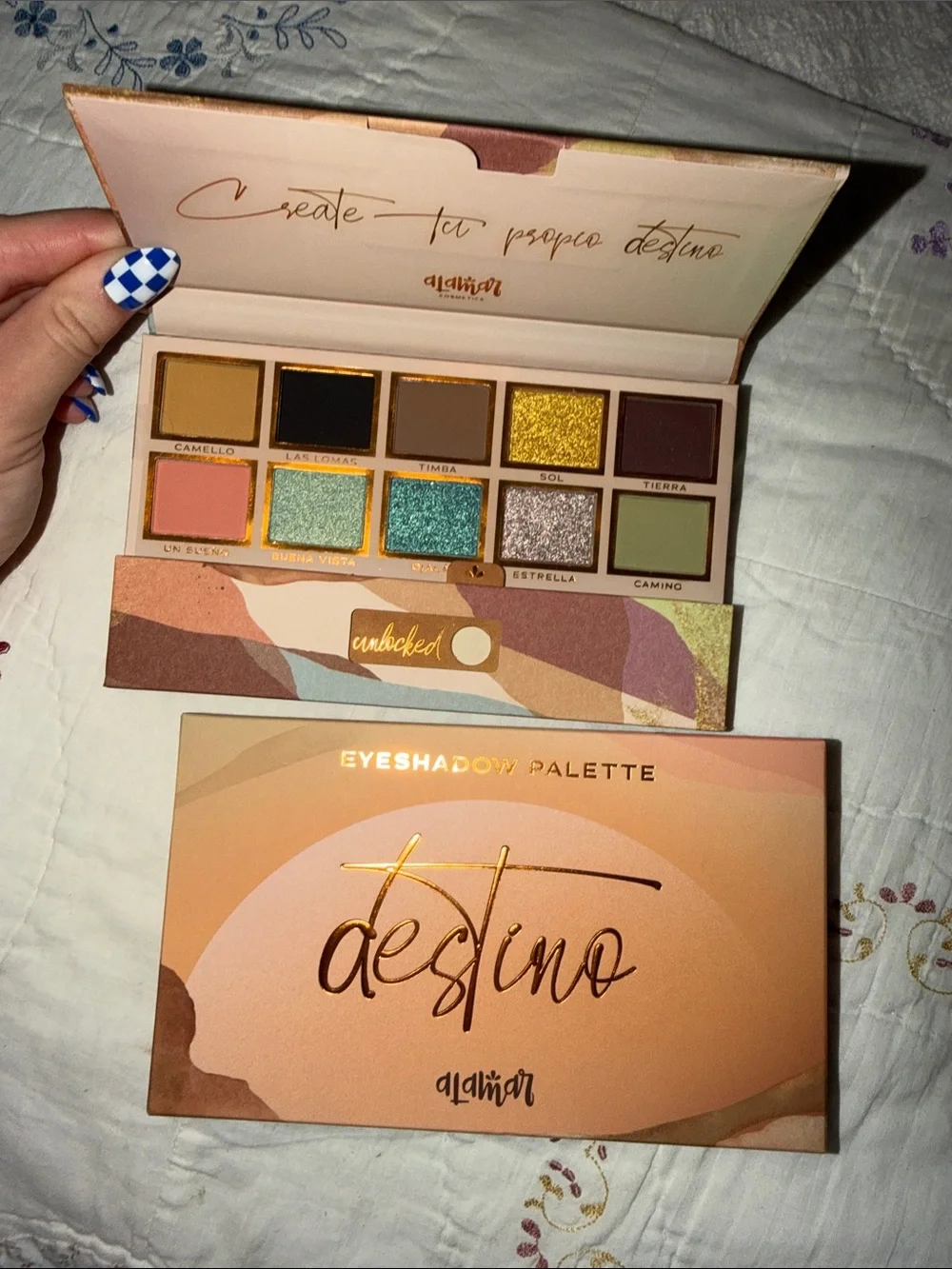 Alamar Destino Eyeshadow Palette - Green, Gold, Tan & Brown Tones